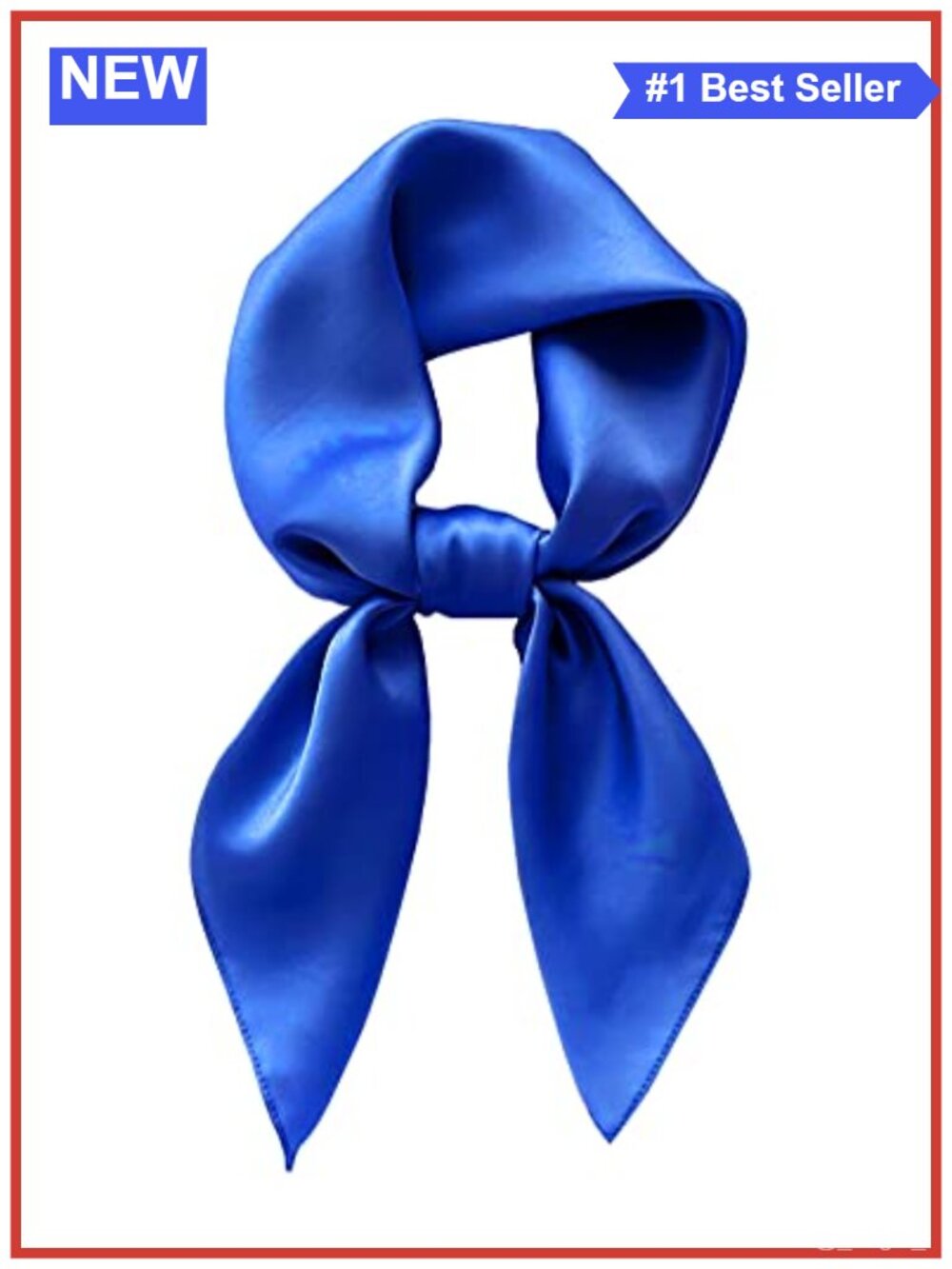 Chiffon Square Neck Scarf Satin Ribbon Hair Wrap Handkerchief 23.6in Women